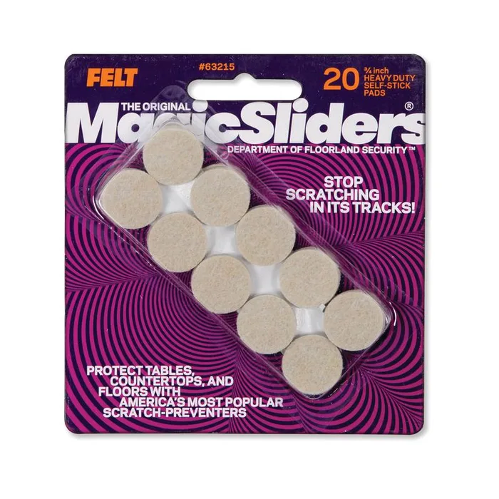 Magic Sliders Felt Self Adhesive Protective Pads Oatmeal Round 3/4 in. W X 3/4 in. L 20 pk (Pack of 6)
