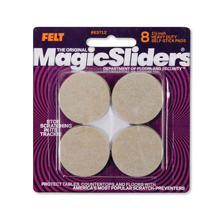 Magic Sliders Felt Self Adhesive Protective Pads Oatmeal Round 1-1/2 in. W X 1-1/2 in. L 8 pk (Pack of 6)