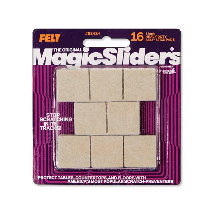 Magic Sliders Felt Self Adhesive Caster Cup Oatmeal Square 1 in. W X 1 in. L 16 pk (Pack of 6)