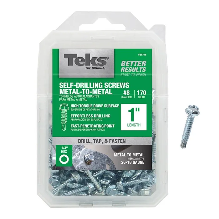 Teks No. 8 X 1 in. L Hex Drive Hex Head Self Tapping Self-Tapping Screws