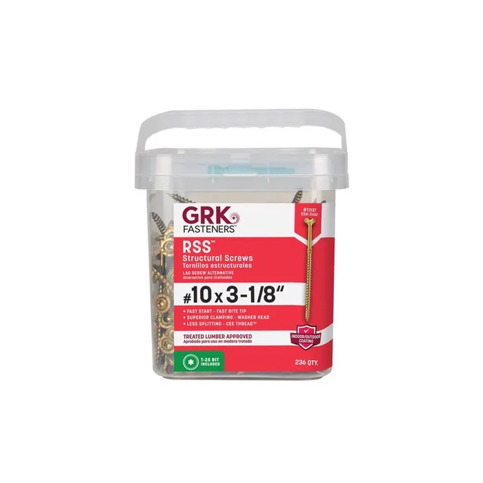 GRK Fasteners No. 10 in. X 3-1/8 in. L Star Hex Head W-Cut Structural Screws