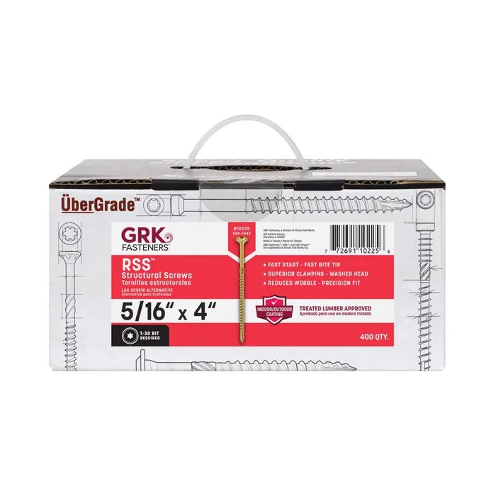 GRK Fasteners 5/16 in. in. X 4 in. L Star Hex Head W-Cut Structural Screws