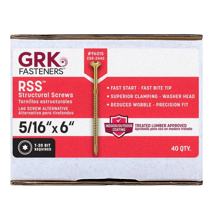 GRK Fasteners 5/16 in. in. X 6 in. L Star Hex Head W-Cut Structural Screws (Pack of 40)