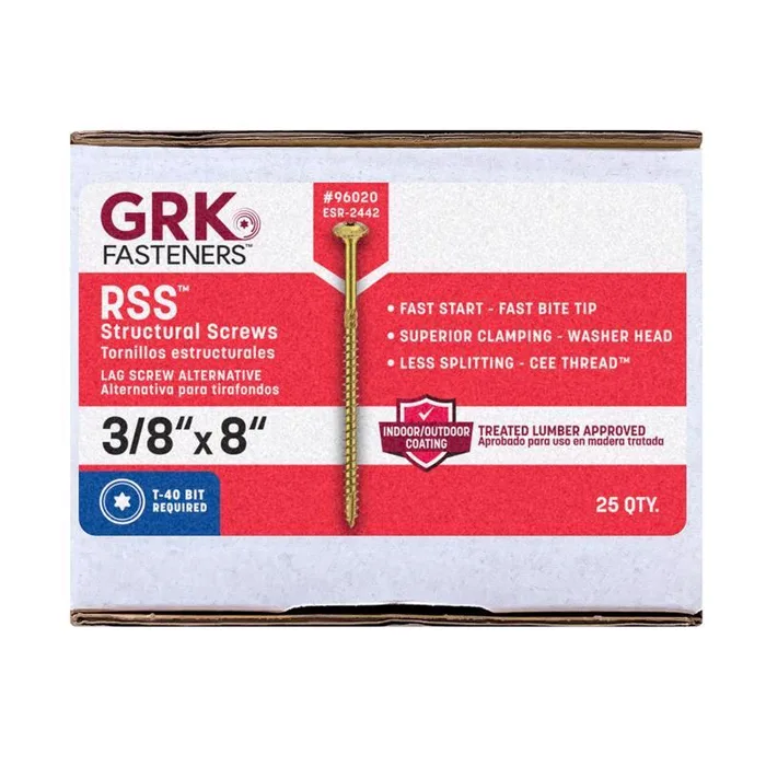 GRK Fasteners 5/16 in. in. X 8 in. L Star Hex Head W-Cut Structural Screws (Pack of 25)