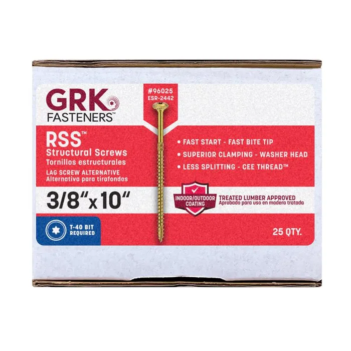 GRK Fasteners 3/8 in. in. X 10 in. L Star Hex Head W-Cut Structural Screws (Pack of 25)