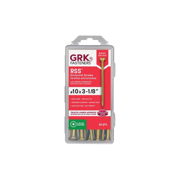 GRK Fasteners No. 10 in. X 3-1/8 in. L Star Hex Head W-Cut Structural Screws