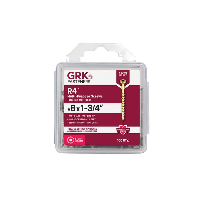 GRK Fasteners No. 8 X 1-3/4 in. L Star Climatek W-Cut Multi-Purpose Screws 100 pk