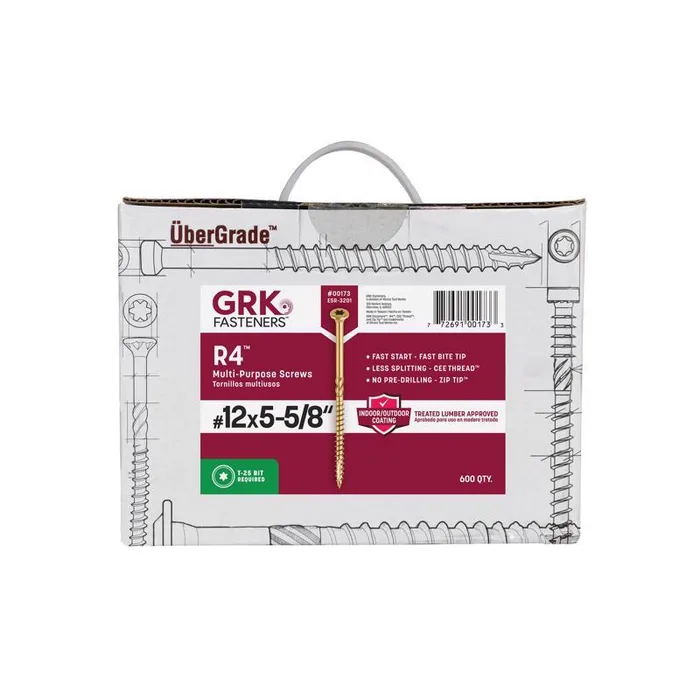 GRK Fasteners No. 12, No. 14 X 5-5/8 in. L Star Climatek W-Cut Multi-Purpose Screws 600 pk