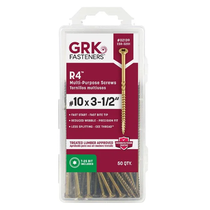 GRK Fasteners No. 10 X 3-1/2 in. L Star Climatek W-Cut Multi-Purpose Screws 50 pk