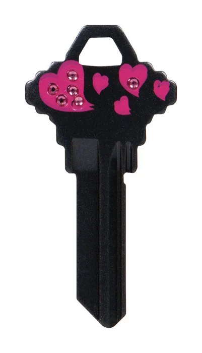 HILLMAN DIVA Hearts House/Office Universal Key Blank Single Black (Pack of 6)