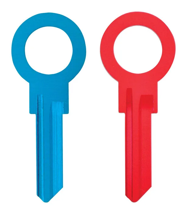 HILLMAN Zero Gravity House/Padlock Universal Key Blank Double Blue/Red (Pack of 6)