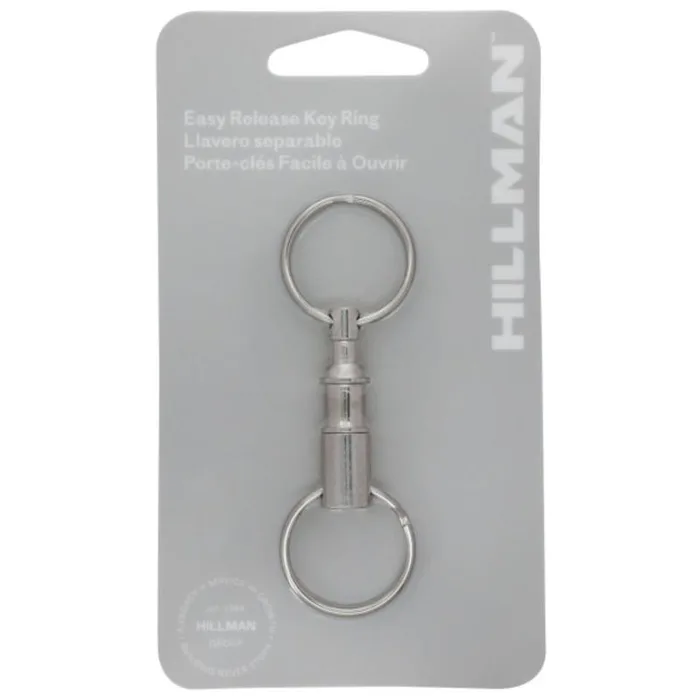 HILLMAN Metal Silver Valet Keychain (Pack of 5)