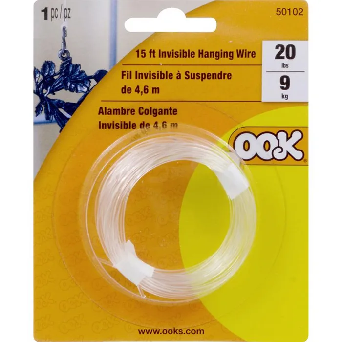 HILLMAN OOK 15 ft. L Plastic 16 Ga. Invisible Cord (Pack of 12)