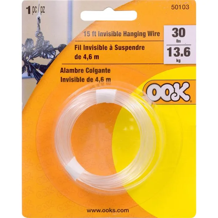 HILLMAN OOK 15 ft. L Plastic 18 Ga. Invisible Cord (Pack of 12)