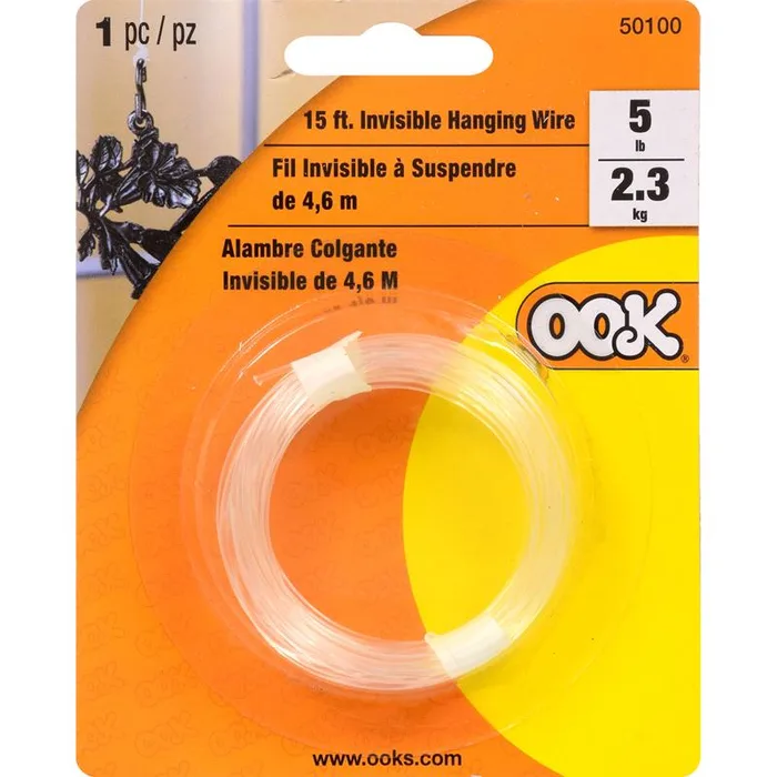HILLMAN OOK 15 ft. L Plastic 20 Ga. Invisible Cord (Pack of 12)
