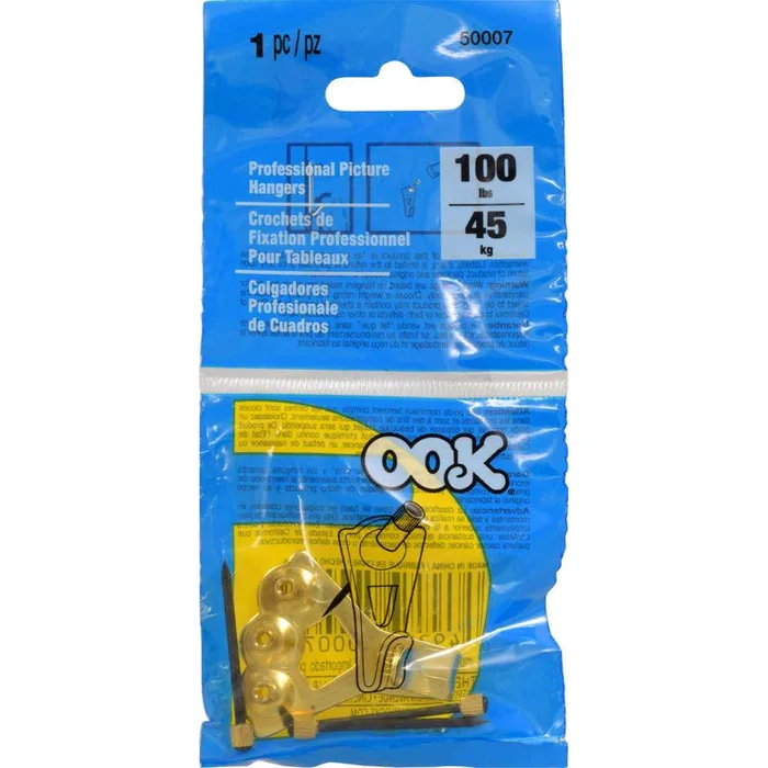 HILLMAN OOK Brass-Plated Gold Professional Picture Hanger 100 lb (Pack of 12)