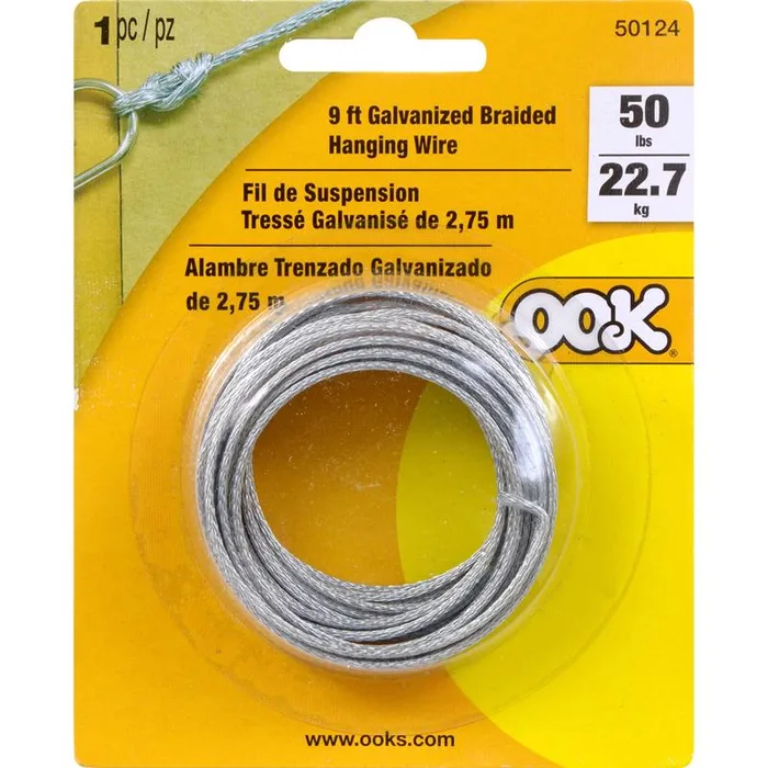 HILLMAN OOK 9 ft. L Galvanized Steel 5 Ga. Picture Hanging Cord (Pack of 12)