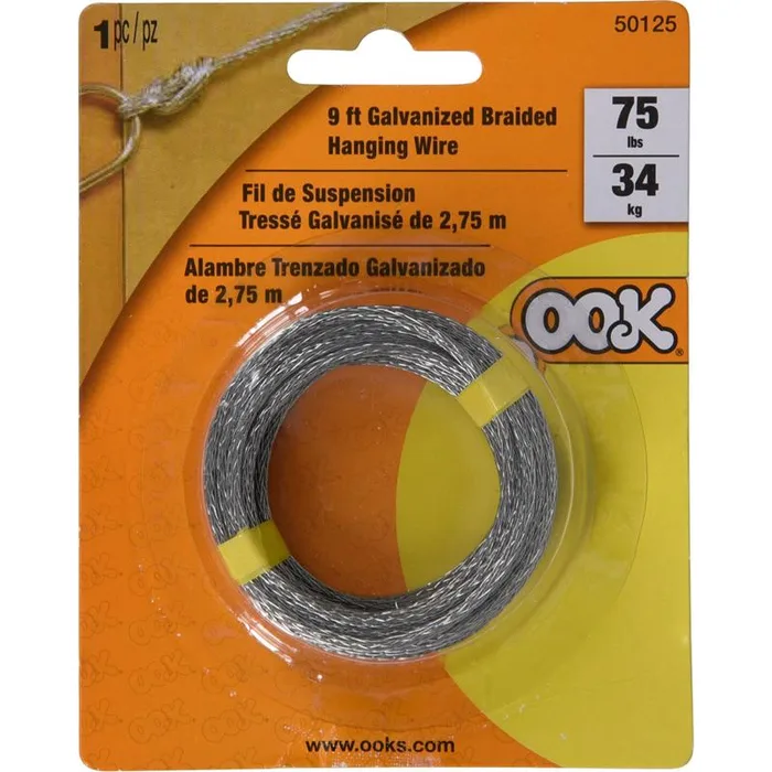 HILLMAN OOK 9 ft. L Galvanized Steel 6 Ga. Picture Hanging Cord (Pack of 12)