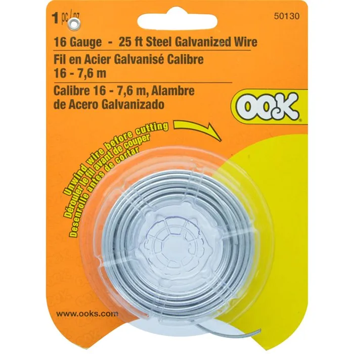 HILLMAN OOK 25 ft. L Galvanized Steel 16 Ga. Wire
