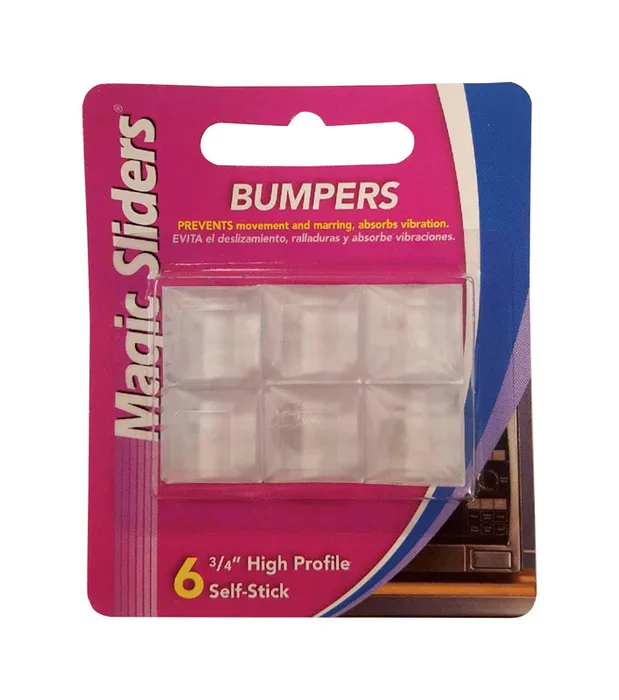 Magic Sliders Vinyl Self Adhesive Bumper Pads Clear Square 3/4 in. W X 3/4 in. L 6 pk (Pack of 6)