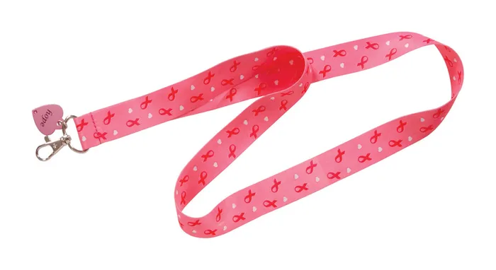 HILLMAN Breast Cancer Awareness Polyester Multicolored Decorative Key Chain Lanyard (Pack of 6)