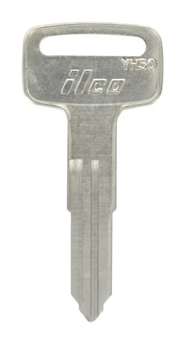 HILLMAN Traditional Key Motorcycle Key Blank Double For Yamaha Black/Silver (Pack of 10)