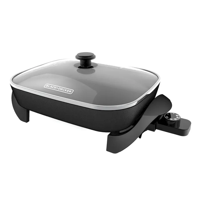 Black+Decker Glass/Stainless Steel Electric Skillet Black/Silver (Pack of 2)
