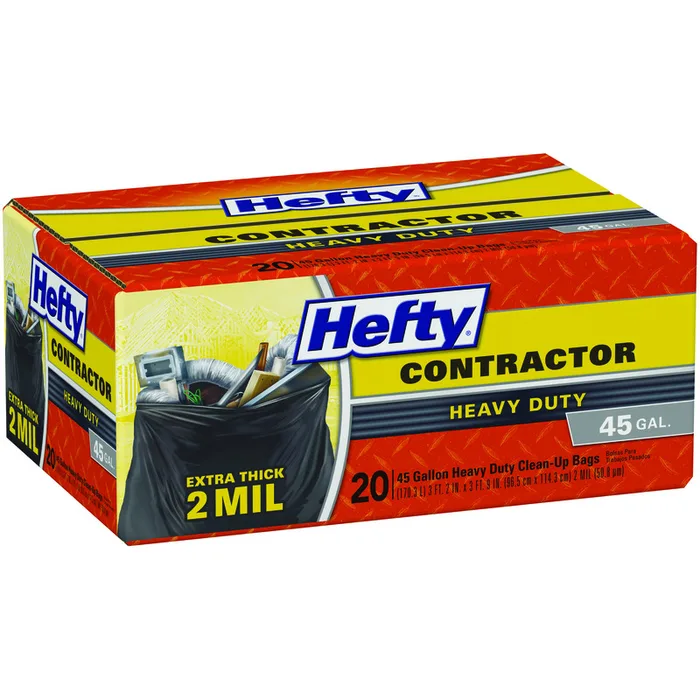 Hefty 45 gal No Scent Contractor Bags Twist Tie 20 pk (Pack of 4)