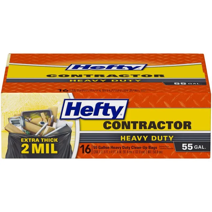 Hefty 55 gal No Scent Contractor Bags Twist Tie 16 pk (Pack of 4)