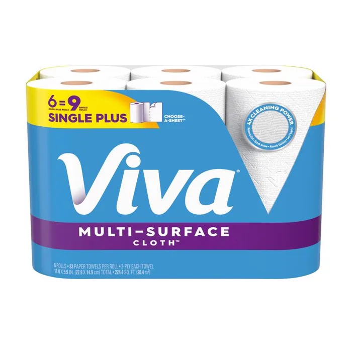 Viva Multi-Surface Cloth Paper Towels 83 sheet 2 ply 6 pk (Pack of 4)