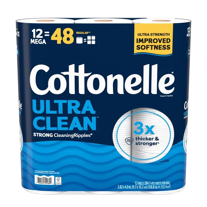 Cottonelle Ultra CleanCare Toilet Paper 12 Rolls 284 sheet (Pack of 4)