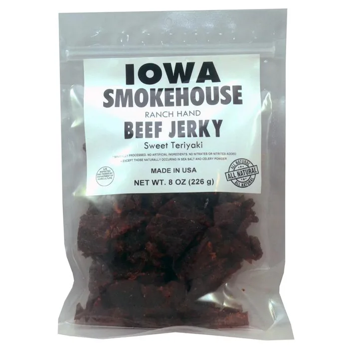 IOWA SMOKEHOUSE Ranch Hand Sweet Teriyaki Beef Jerky 8 oz Pouch (Pack of 6)
