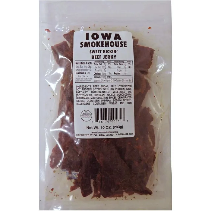 IOWA SMOKEHOUSE Sweet Kickin Beef Jerky 10 oz Packet (Pack of 6)