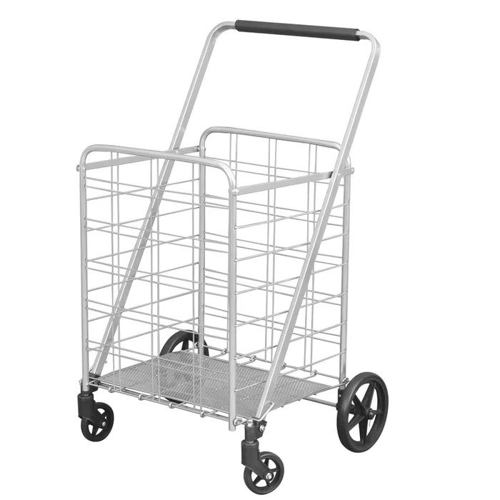 Apex 40.6 in. H X 21.5 in. W X 24.8 in. L 250 lb Silver Collapsible Shopping Cart (Pack of 2)