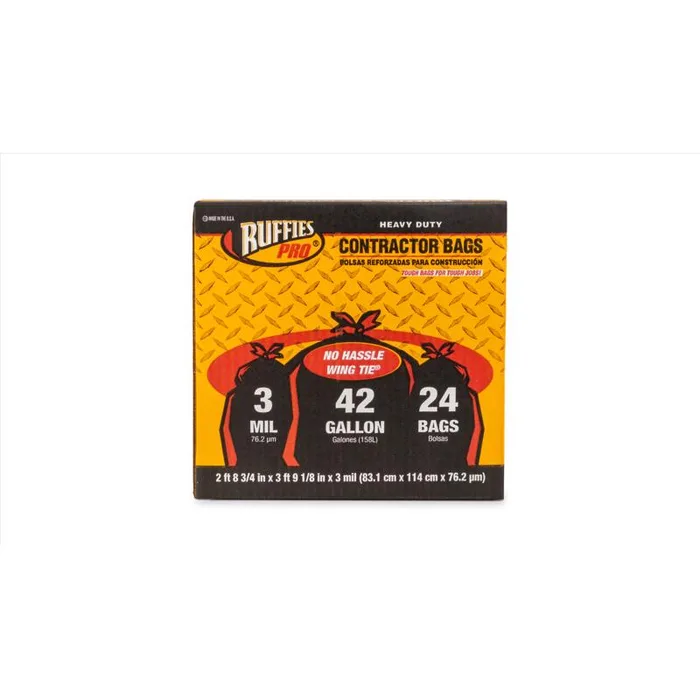 Ruffies 42 gal Contractor Bags Wing Ties 24 pk (Pack of 4)