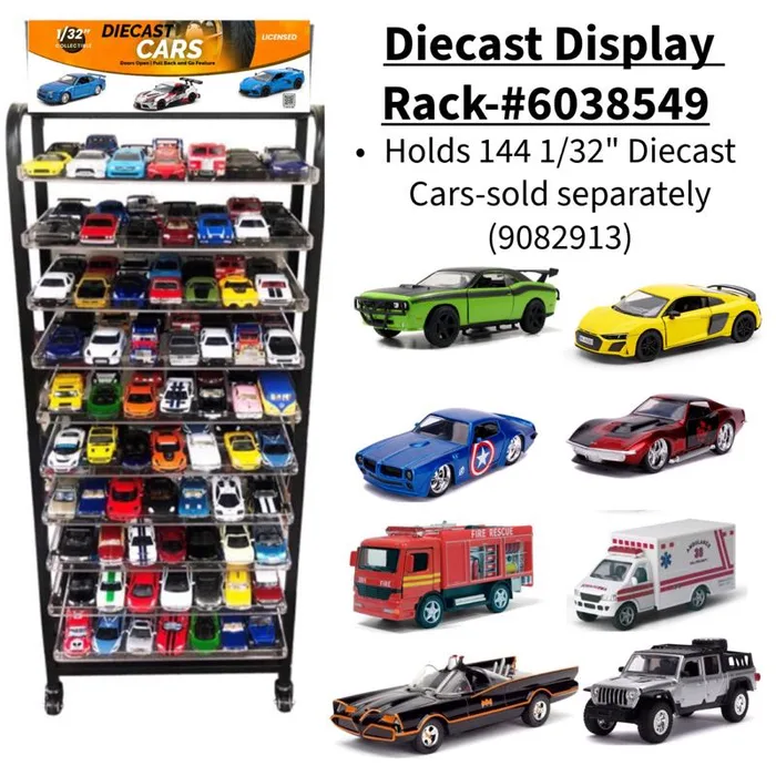 57 in. H X 18 in. W X 8 in. D Black Metal Diecast Display Rack