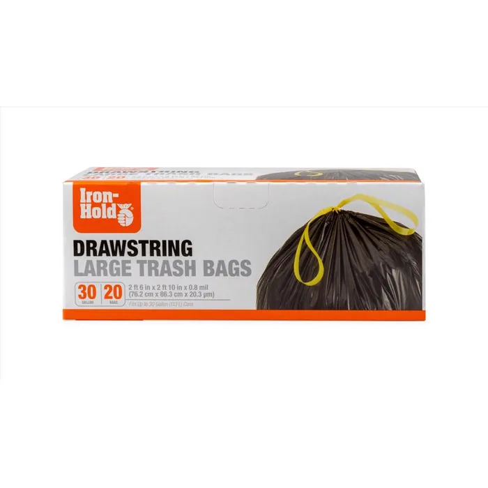 Iron-Hold 30 gal No Scent Trash Bags Drawstring 20 pk (Pack of 12)