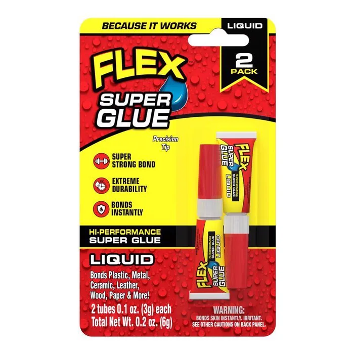 Flex Seal Family of Products Flex Super Glue Liquid High Strength Clear Super Glue 2 pk (Pack of 8)