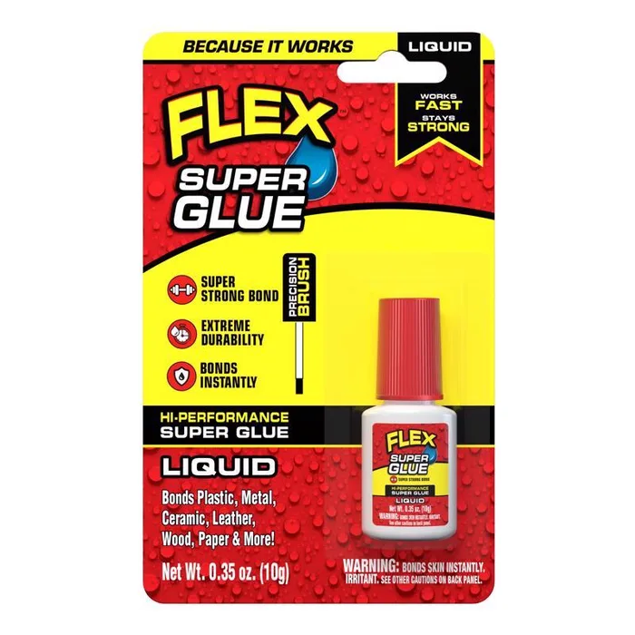 Flex Seal Family of Products Flex Super Glue Liquid High Strength Clear Super Glue Brush On 10 gm (Pack of 8)
