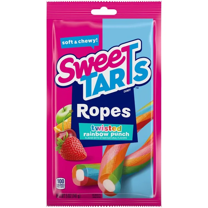 SweetTARTS Twisted Ropes Rainbow Punch Gummi Candy 5 oz Pouch (Pack of 12)