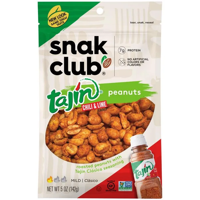 Snak Club Tajin Chili and Lime Peanuts 5 oz Bagged (Pack of 6)