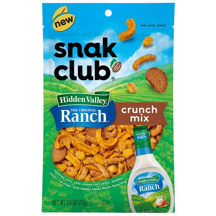 Snak Club Hidden Valley Ranch Snack Mix 2.5 oz Bagged (Pack of 6)