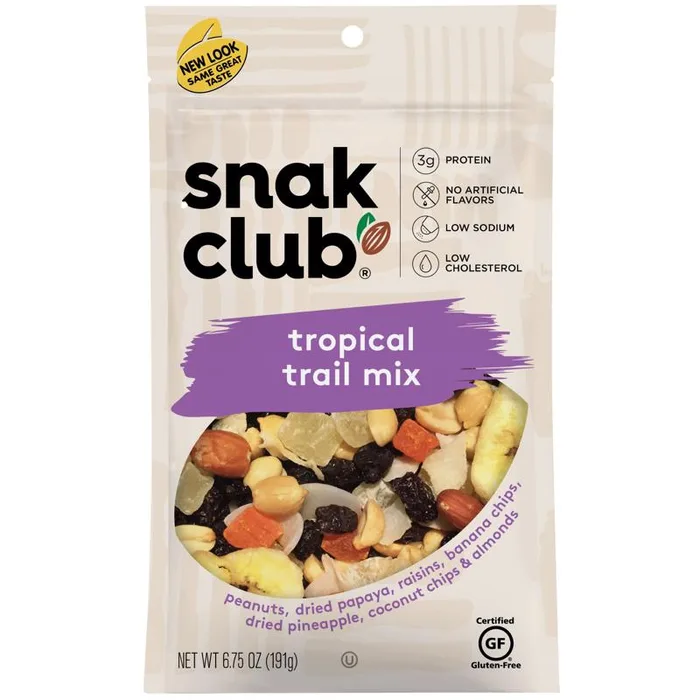 Snak Club Tropical Trail Mix 6.75 oz Bagged (Pack of 6)