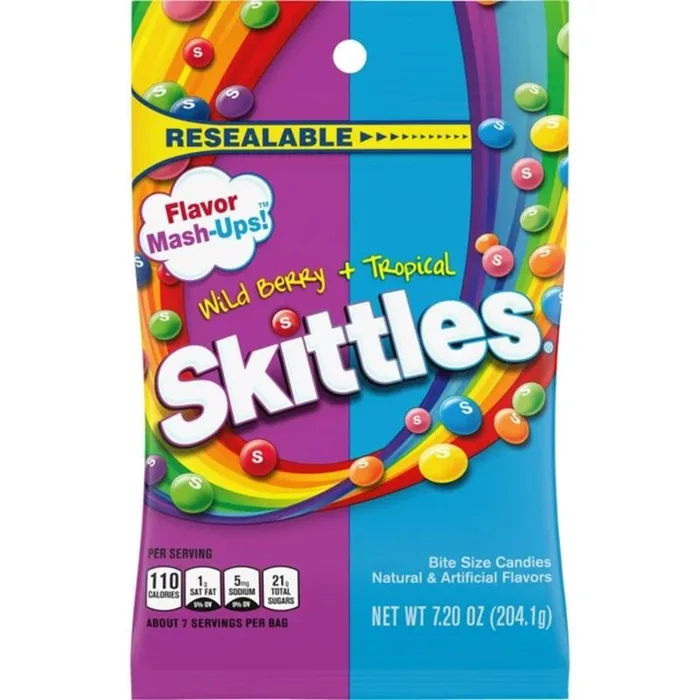 Skittles Mash Ups Tropical and Wildberry Candy 7.2 oz (Pack of 12)
