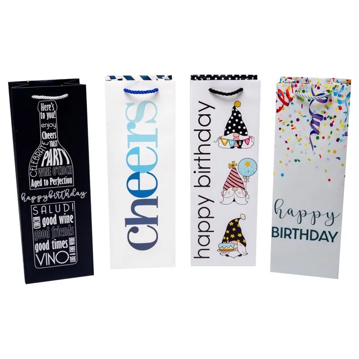 Blueoco BarY3 Assorted Birthday Wine Gift Bag (Pack of 12)