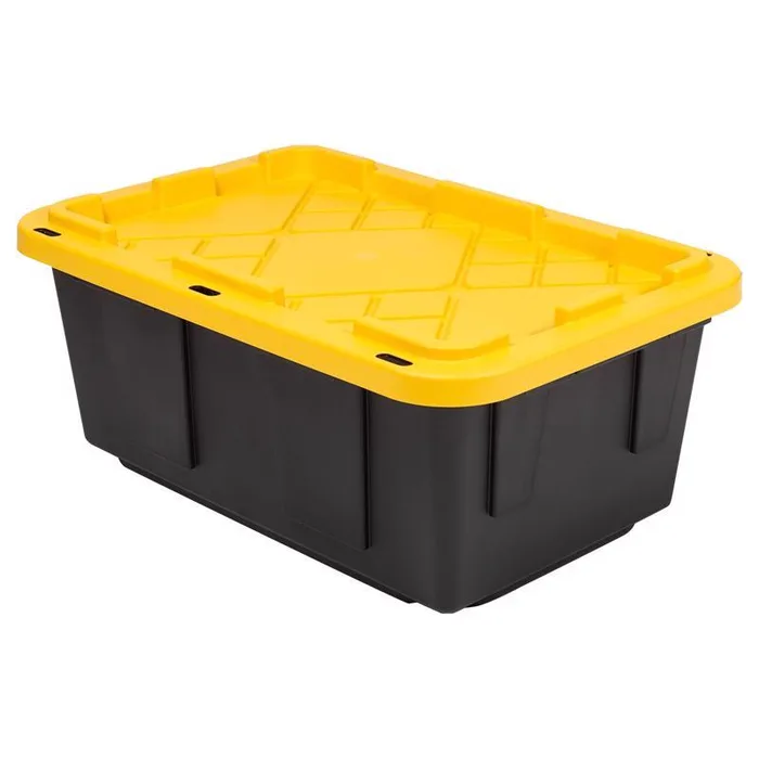 Greenmade 15 gal Black/Yellow Snap Lock Storage Box Stackable (Pack of 4)