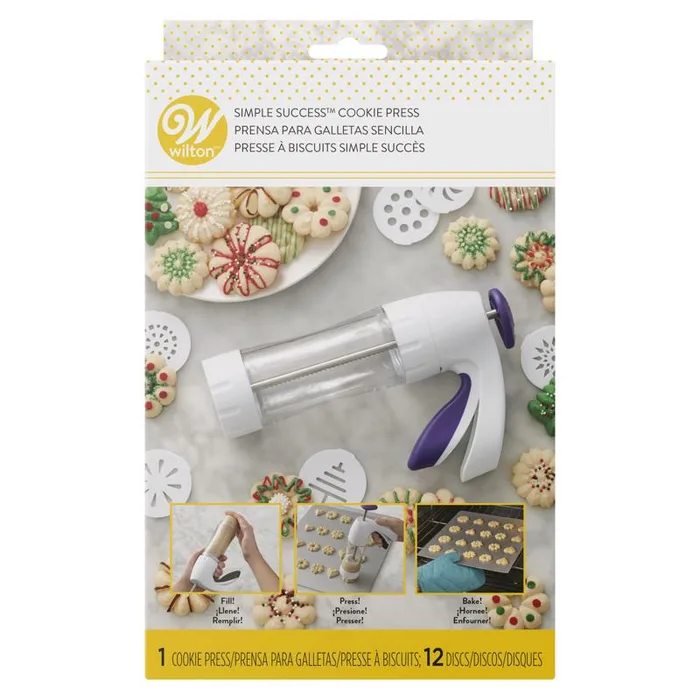 Wilton Simple Success Cookie Press White 13 pc