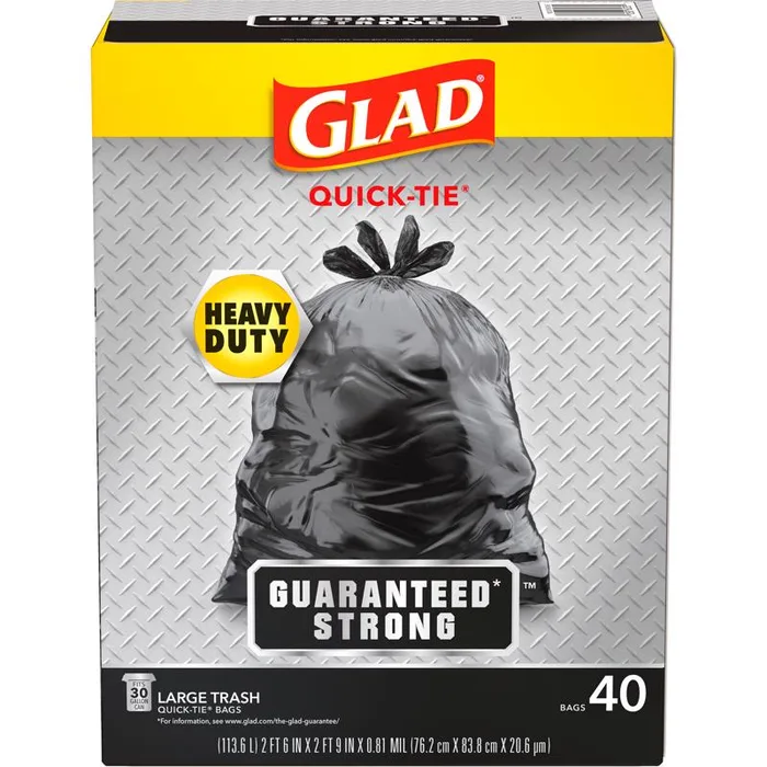 Glad 30 gal Trash Bags Quick Tie 40 pk (Pack of 4)