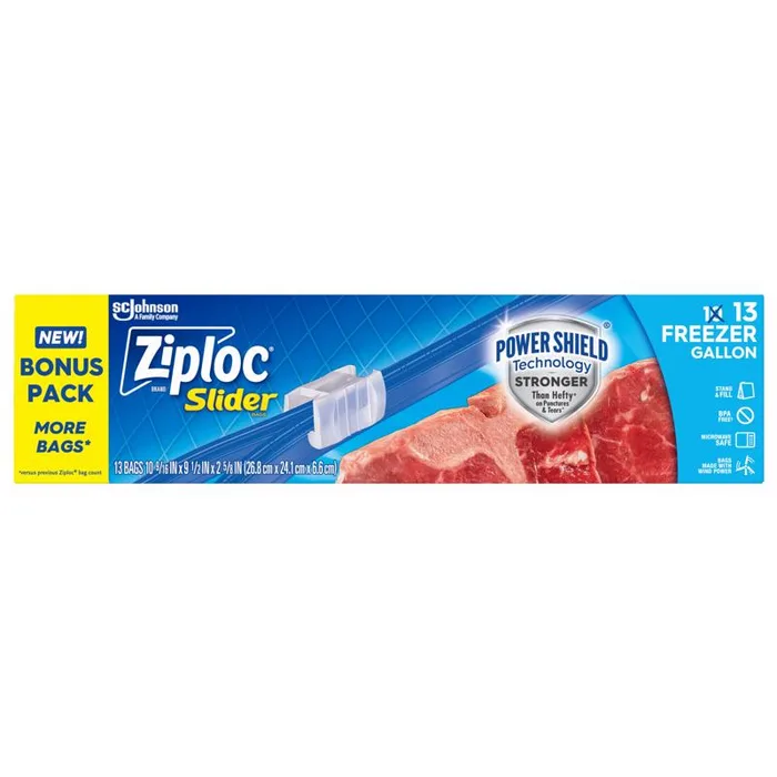 Ziploc Grip 'n Seal Technology Clear Storage Slider Bag 13 pk (Pack of 12)