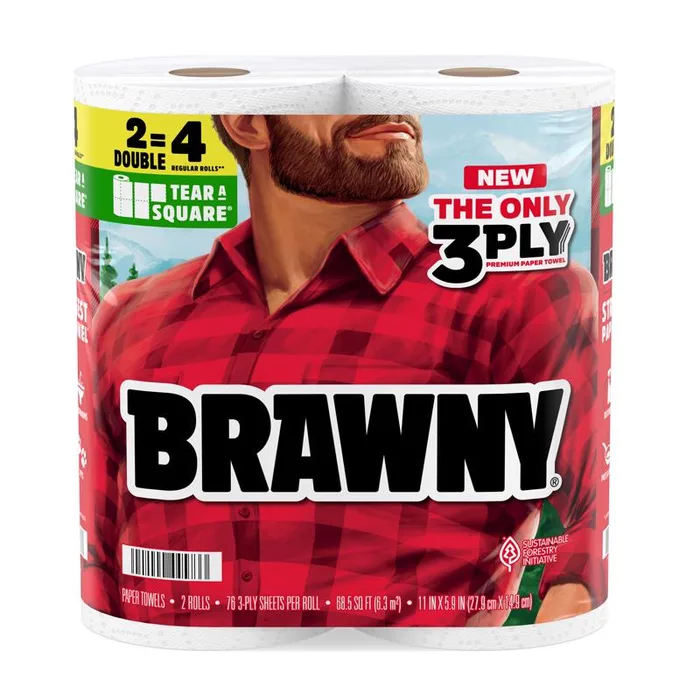 Brawny Tear-A-Square Paper Towels 76 sheet 3 ply 2 pk (Pack of 12)